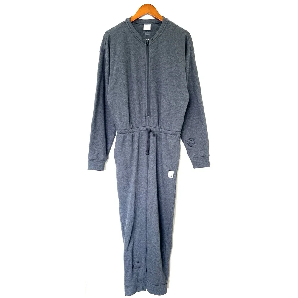 Adidas Womens Valentines Day Jumpsuit Size S Dark Grey Heather Cozy Lounge‎